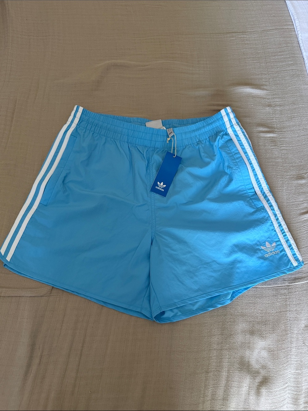 adidas Blue Shorts with White Three-Stripes